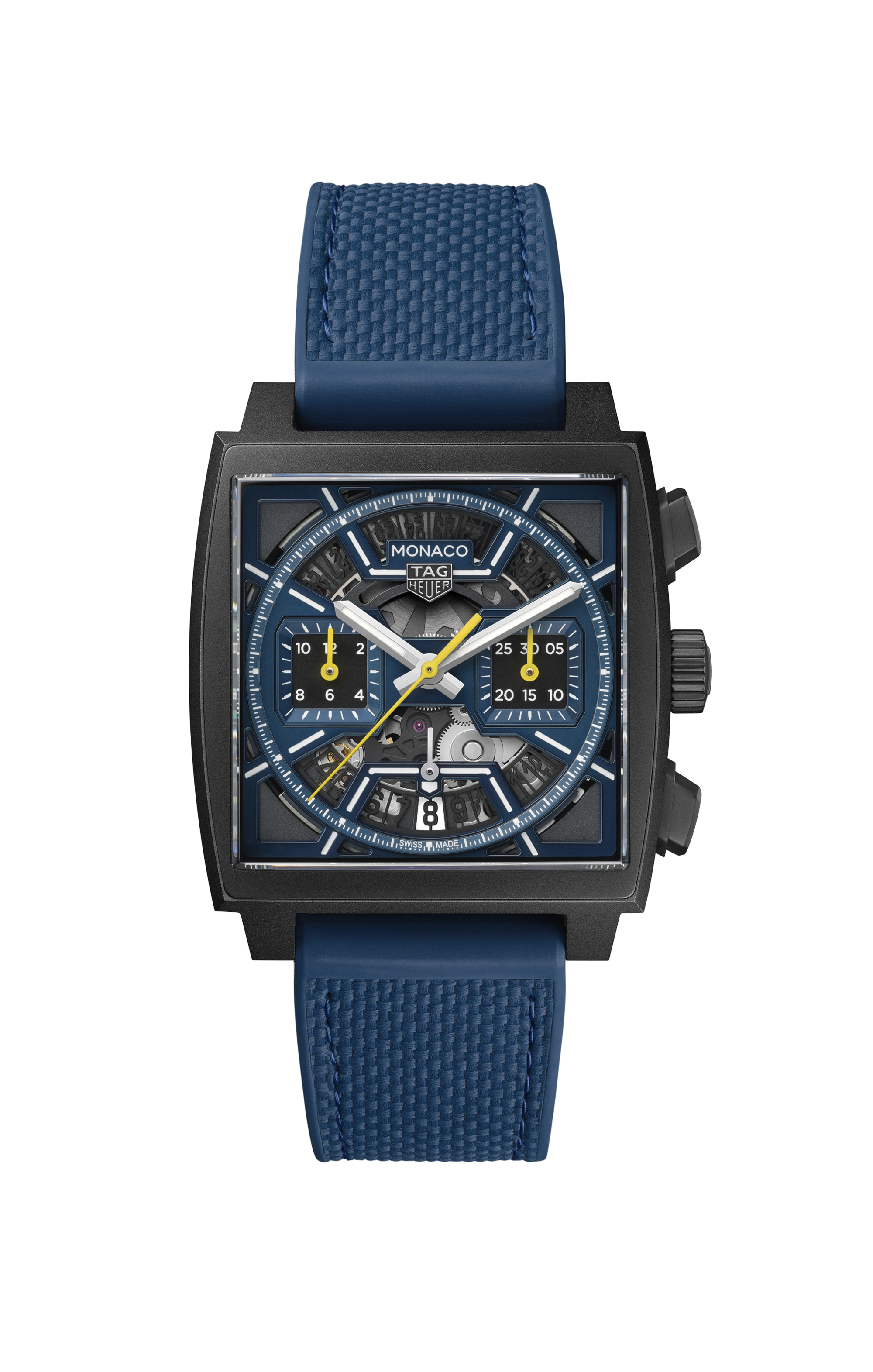 TAG Heuer Monaco Blue Rubber & Leather DLC Titanium Grey
