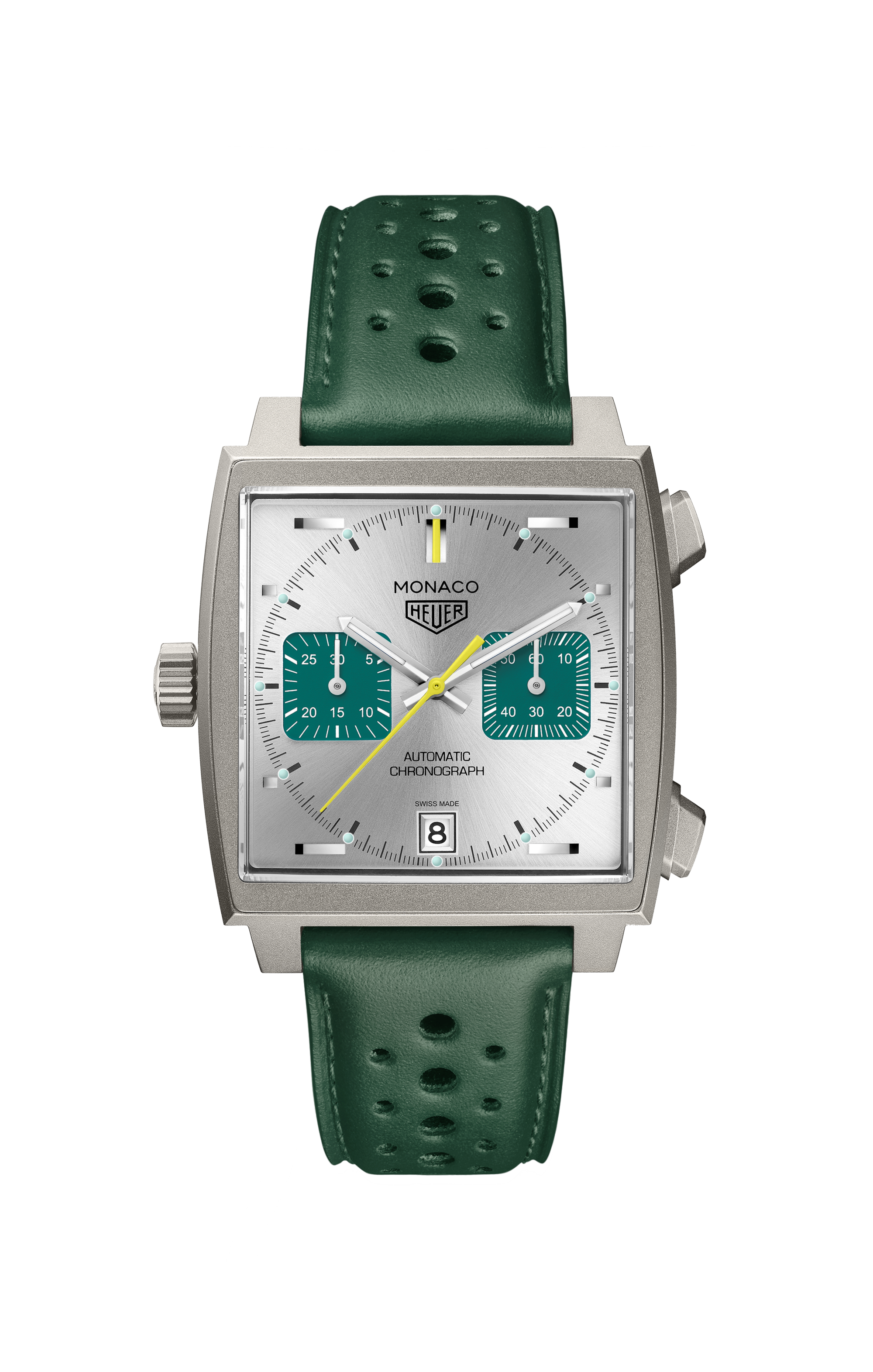 TAG Heuer Monaco Green Leather Titanium Silver