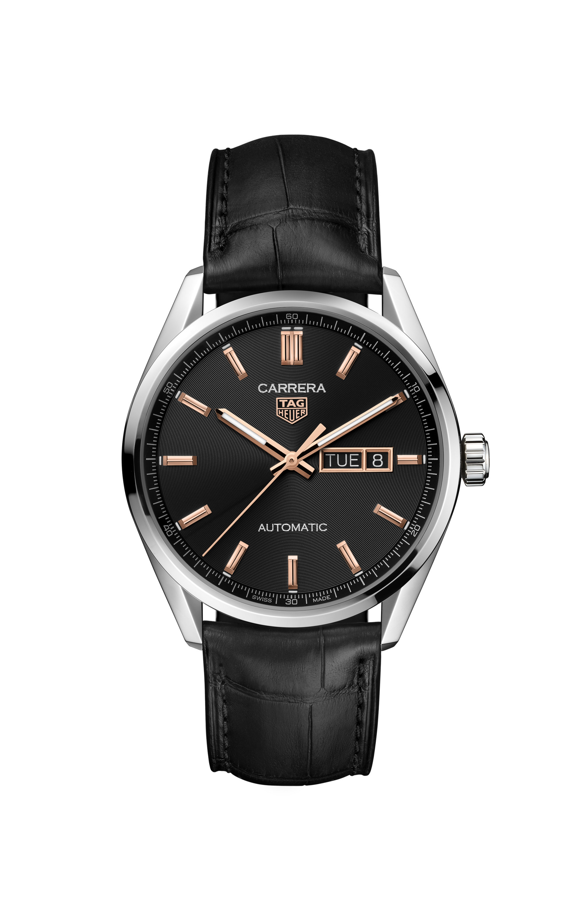 TAG Heuer Carrera  Black Alligator Steel Black