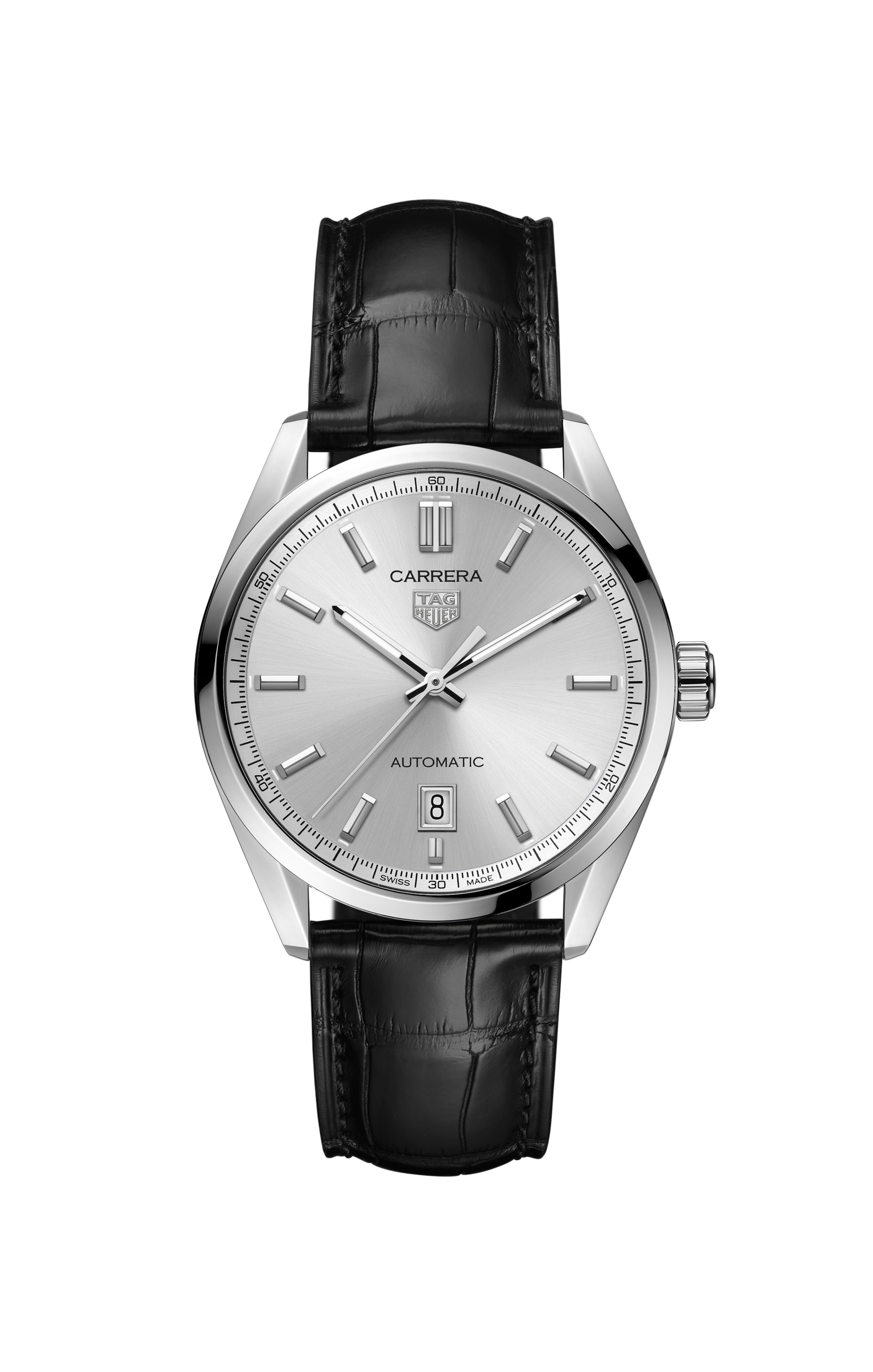 TAG Heuer Carrera  Black Alligator Steel Grey