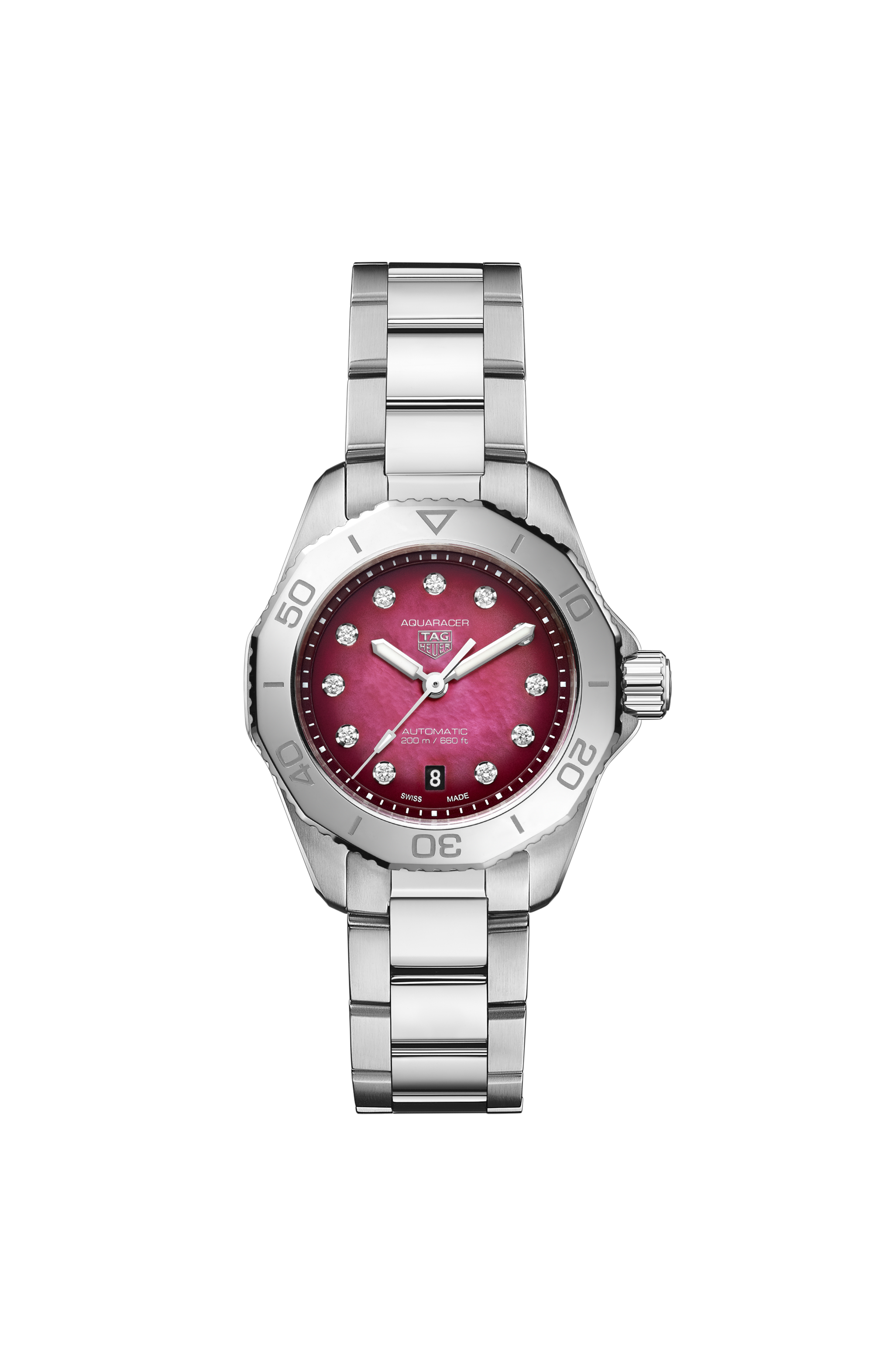 TAG Heuer Aquaracer Silver Steel Steel Red