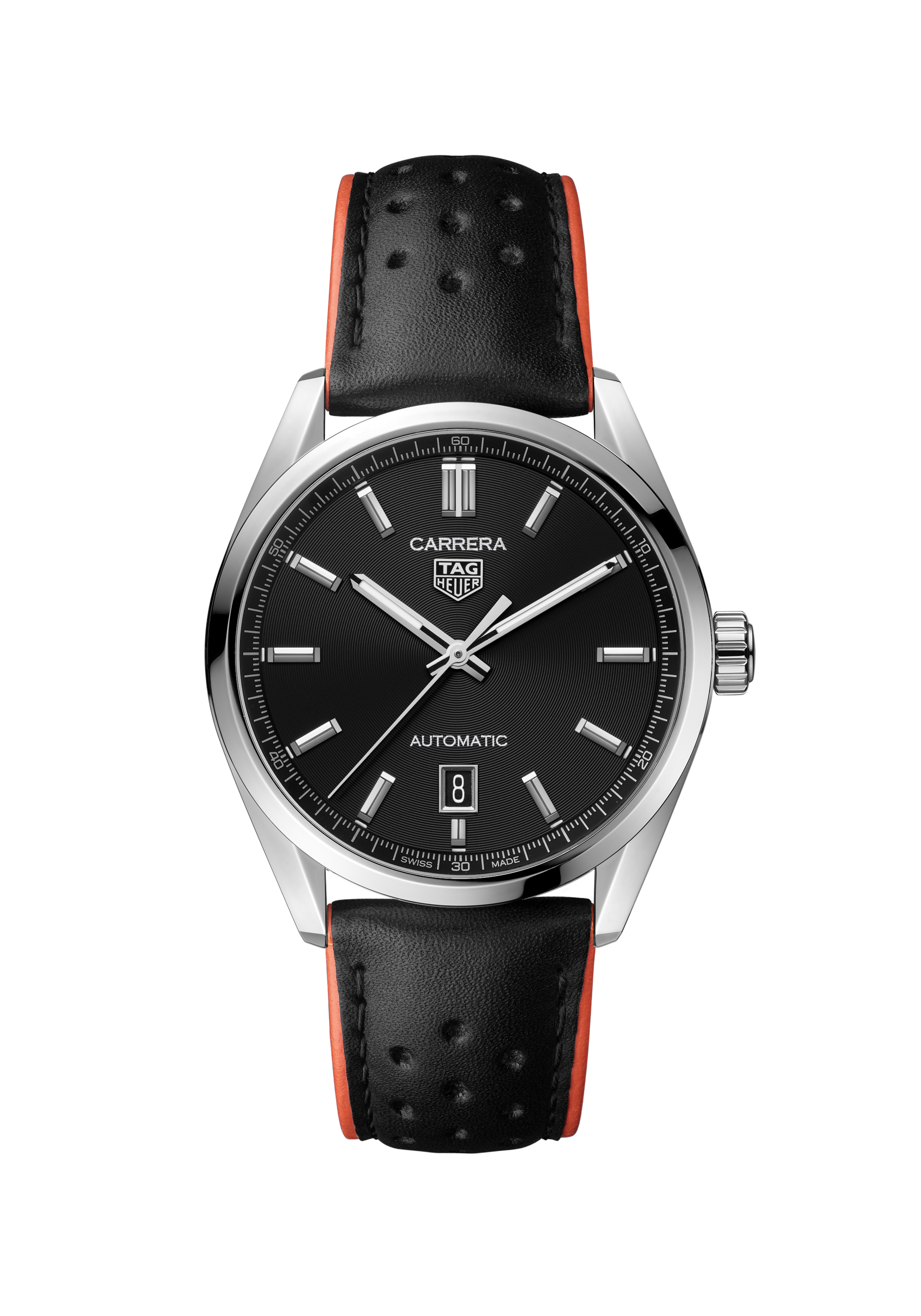  TAG Heuer Carrera Black Leather Steel Black