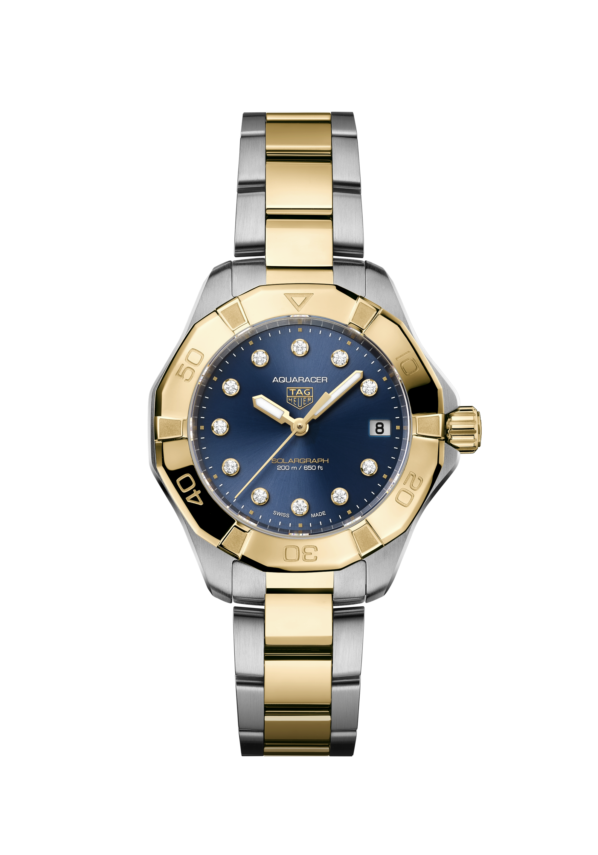 TAG Heuer Aquaracer Silver & Gold Steel Plated Steel Blue