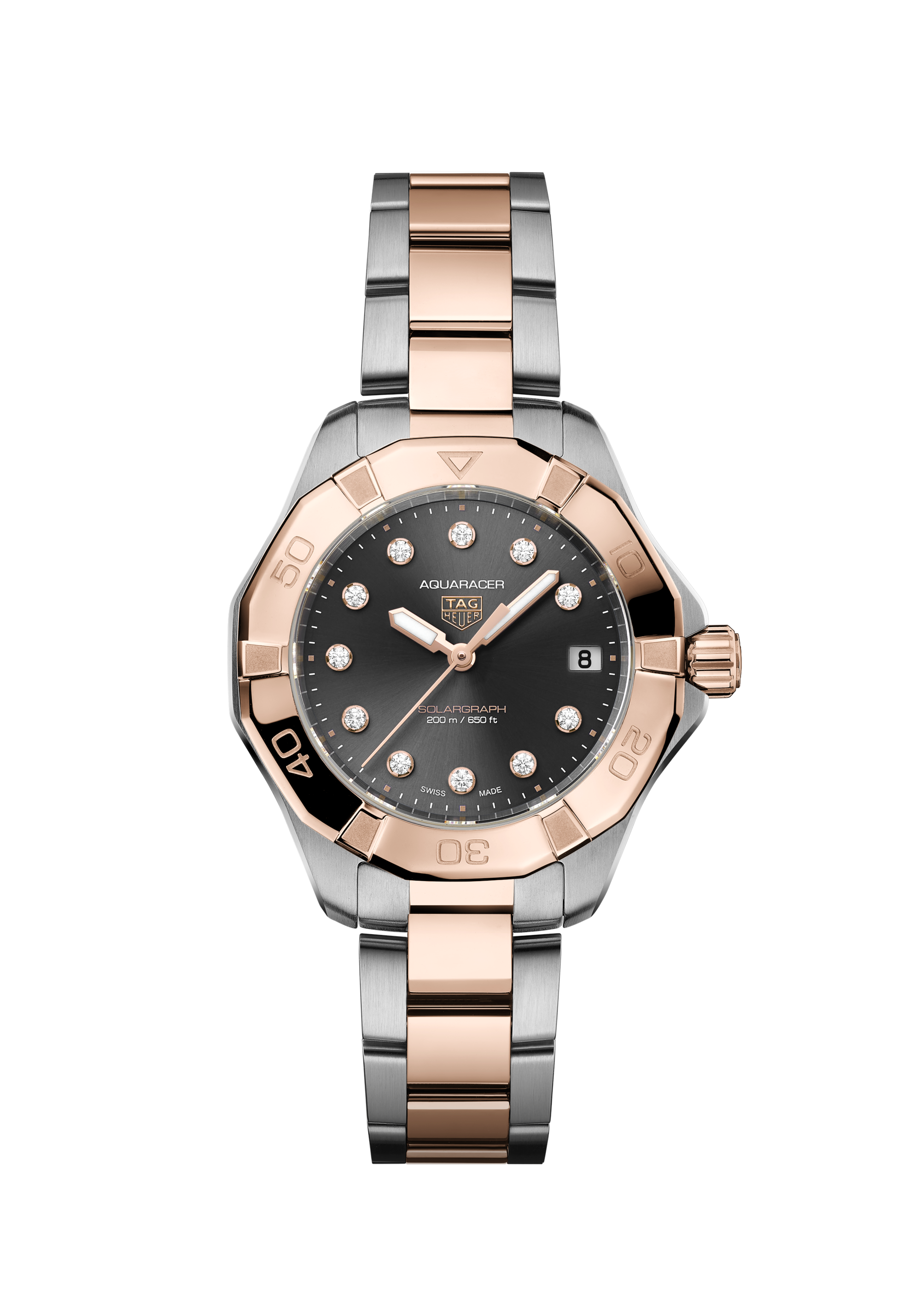 TAG Heuer Aquaracer Silver & Gold Steel Plated Steel Black