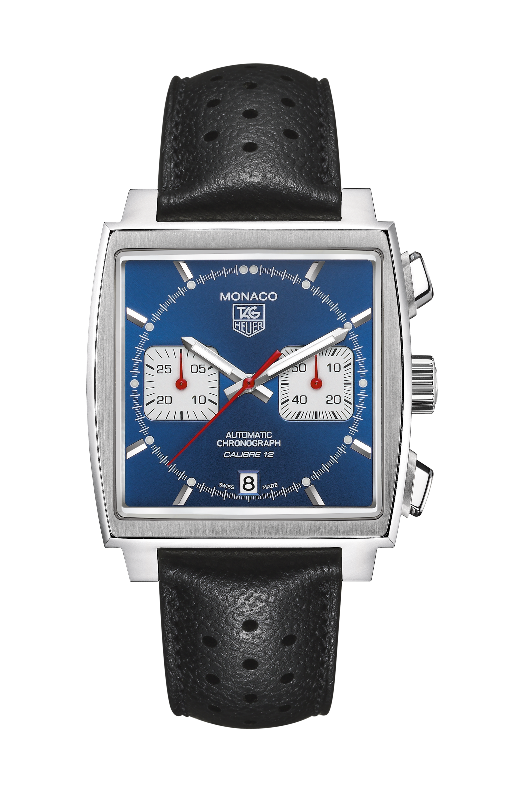TAG Heuer Monaco Black Leather Steel Blue