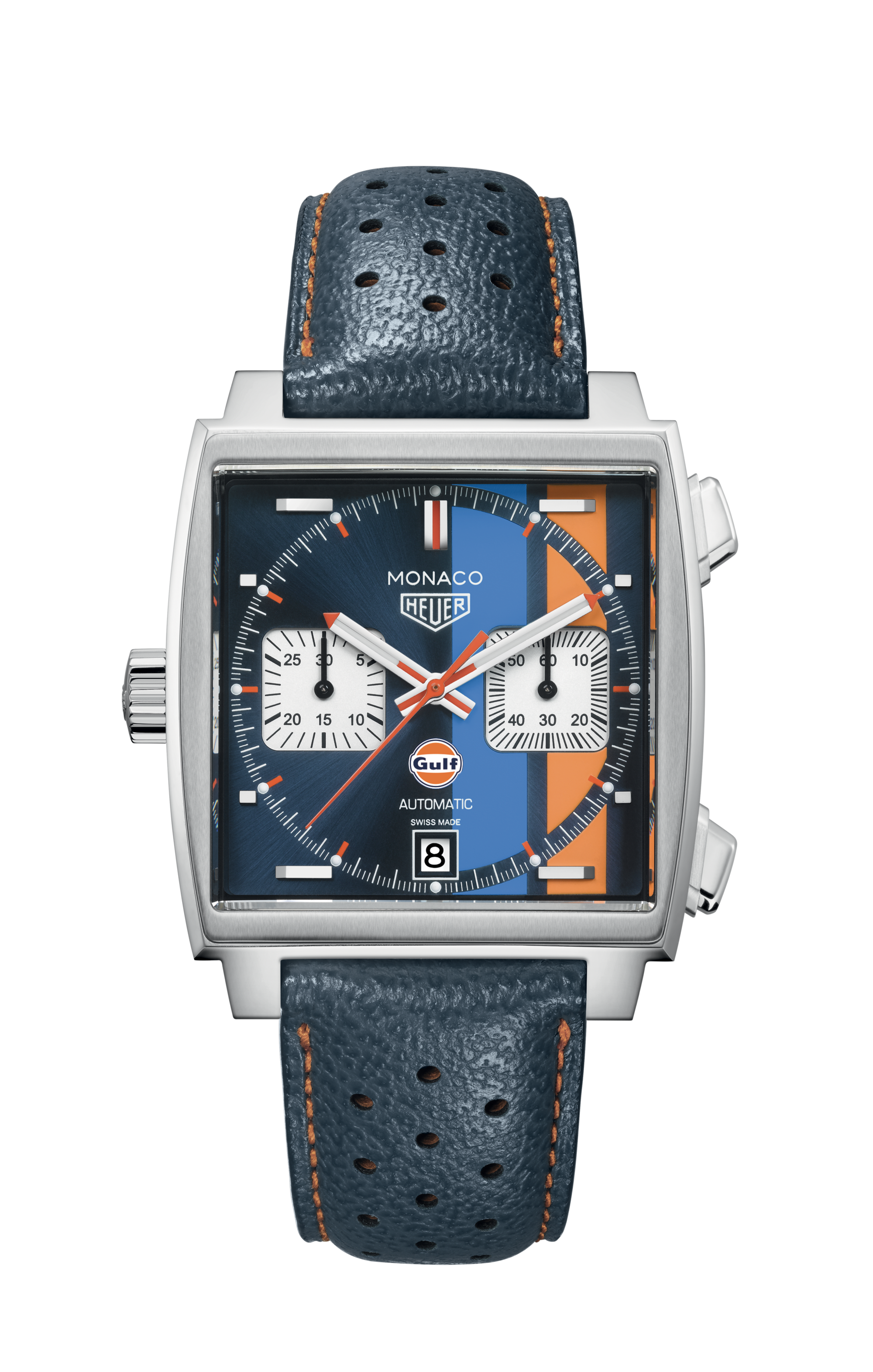 TAG Heuer Monaco  Blue Leather Steel Blue