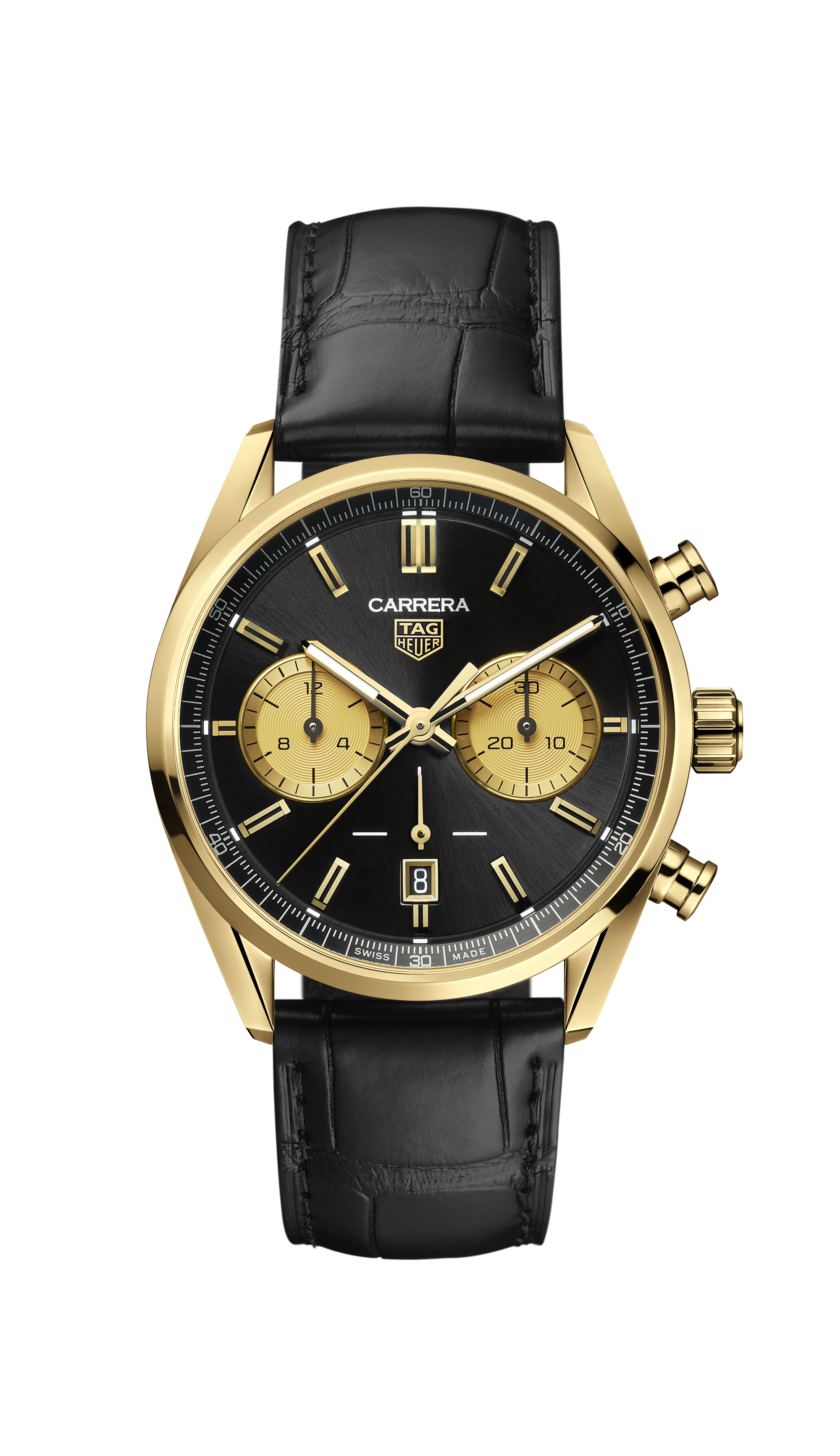 TAG Heuer Carrera Black Alligator Gold 3N Black