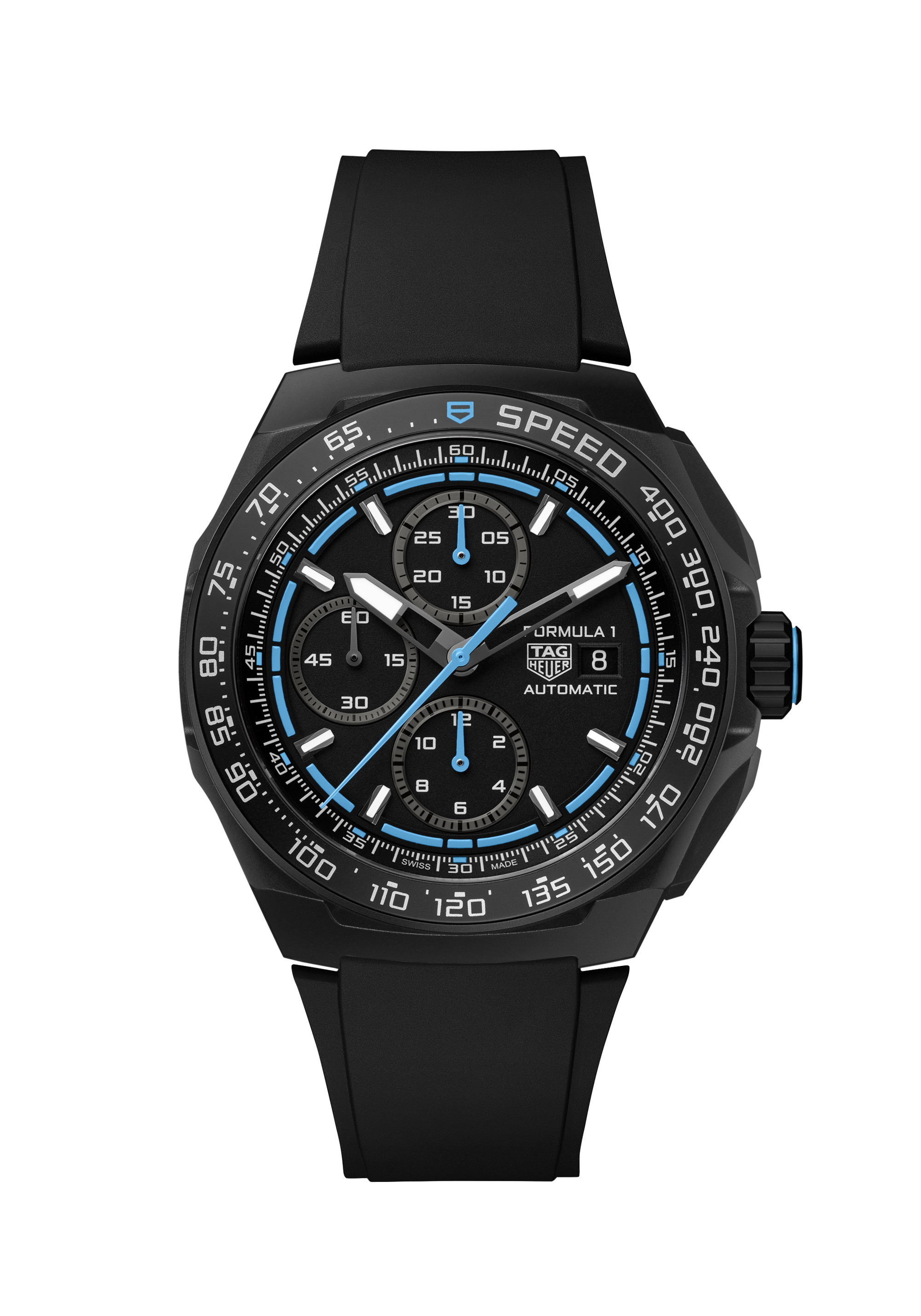 TAG Heuer Formula 1 Black and blue Rubber DLC Titanium Black