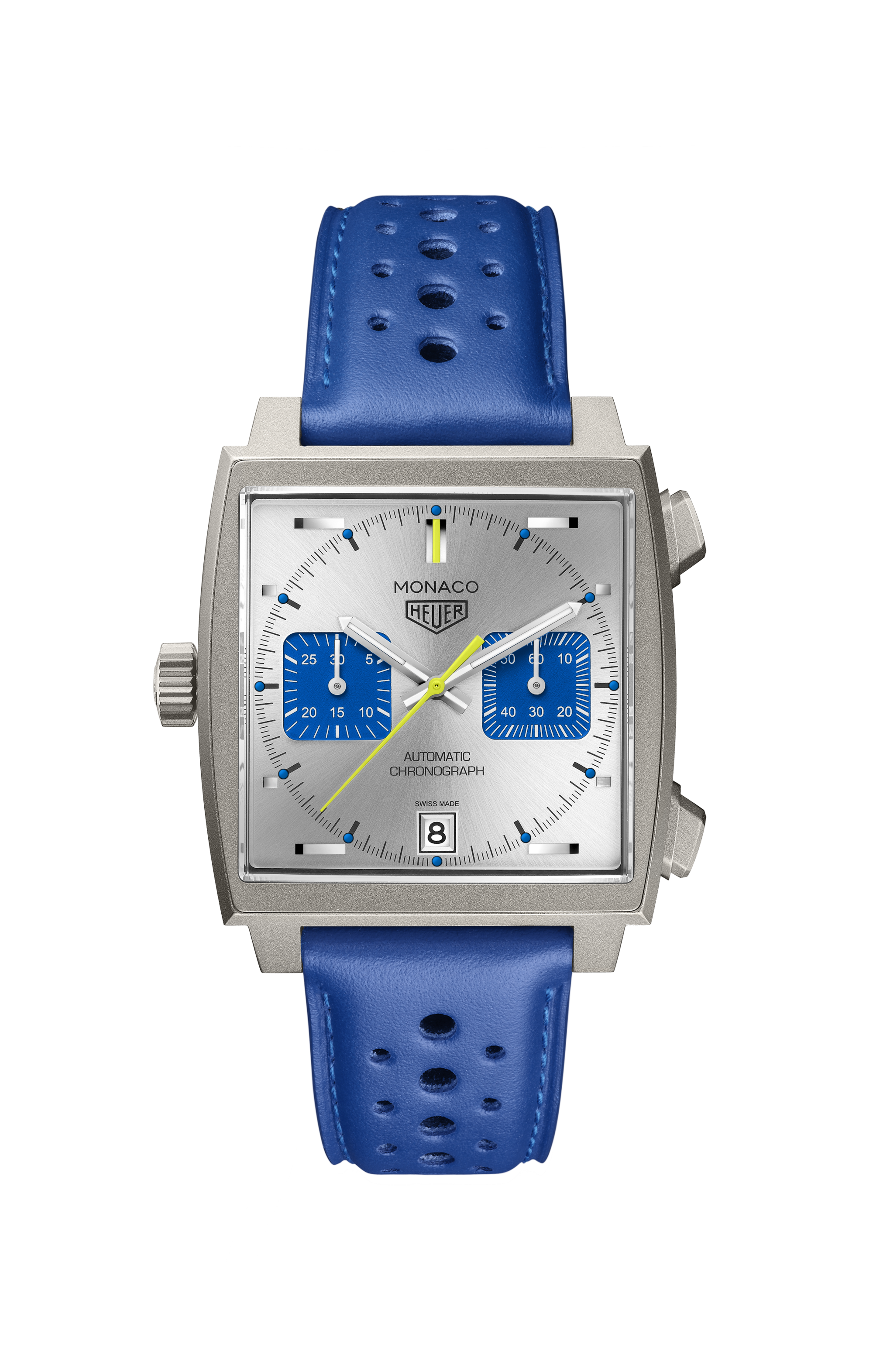 TAG Heuer Monaco Blue Leather Titanium Grey