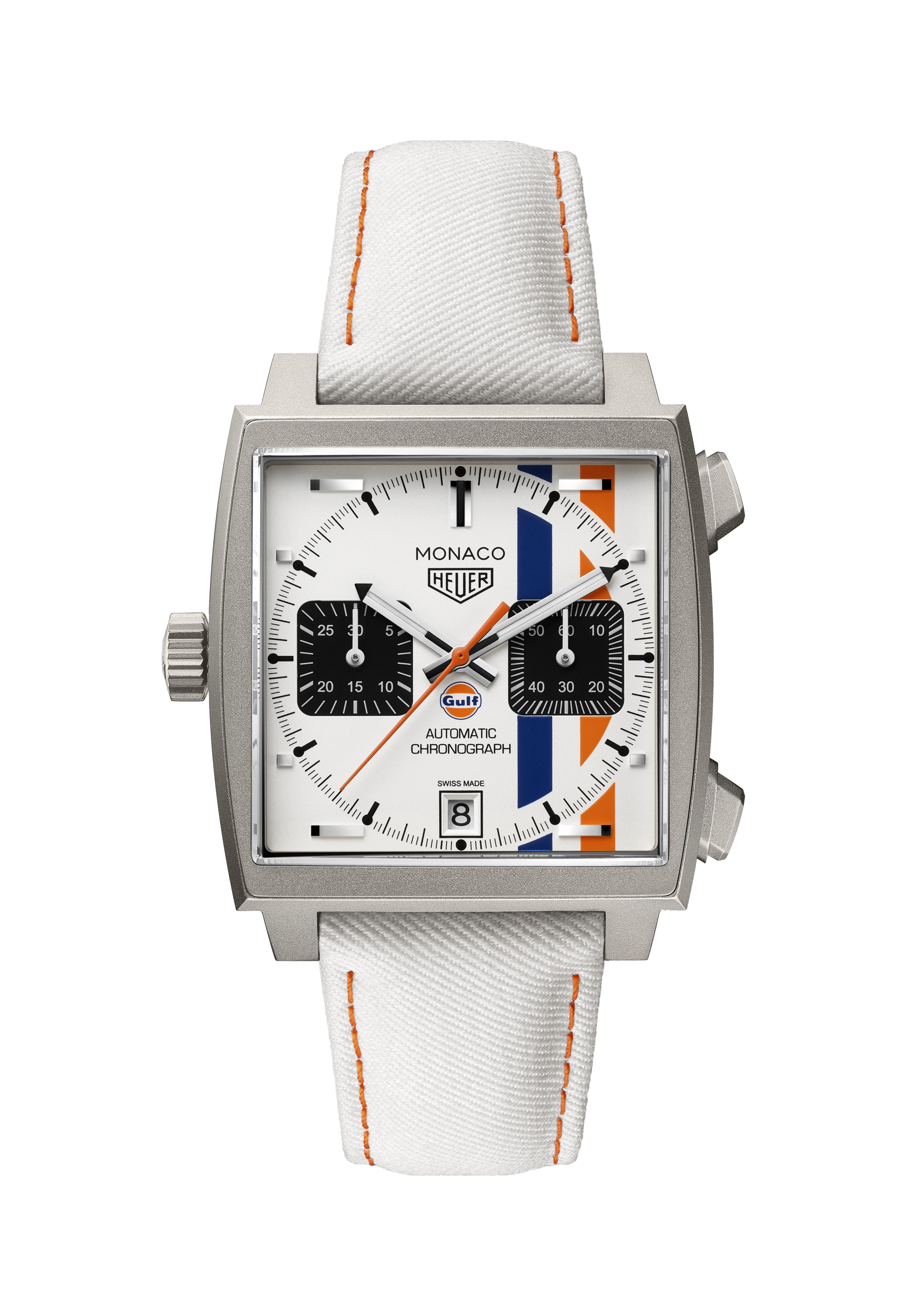 TAG Heuer Monaco Blue Leather Titanium Silver