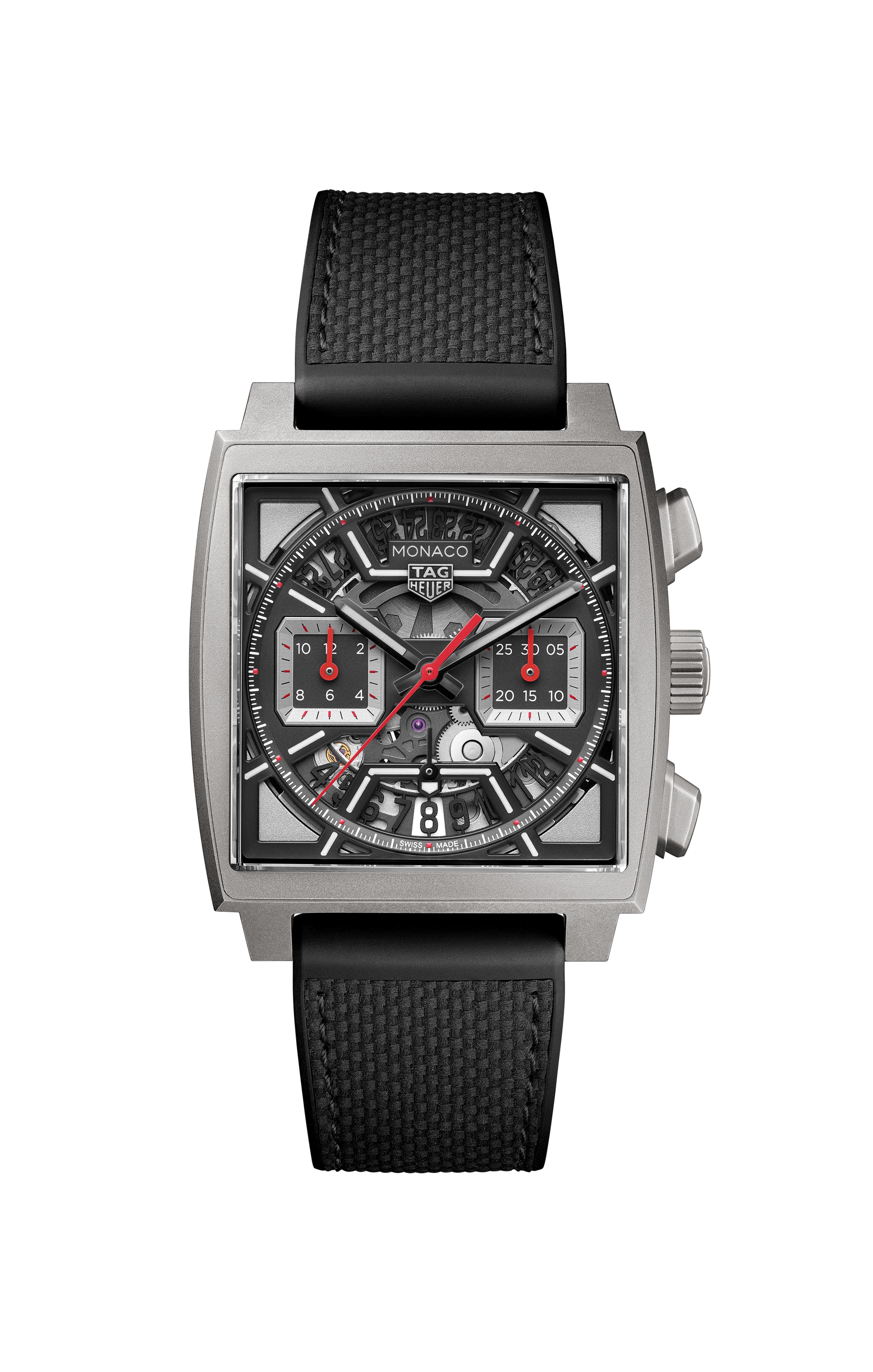 TAG Heuer Monaco Black Rubber & Leather Titanium Black