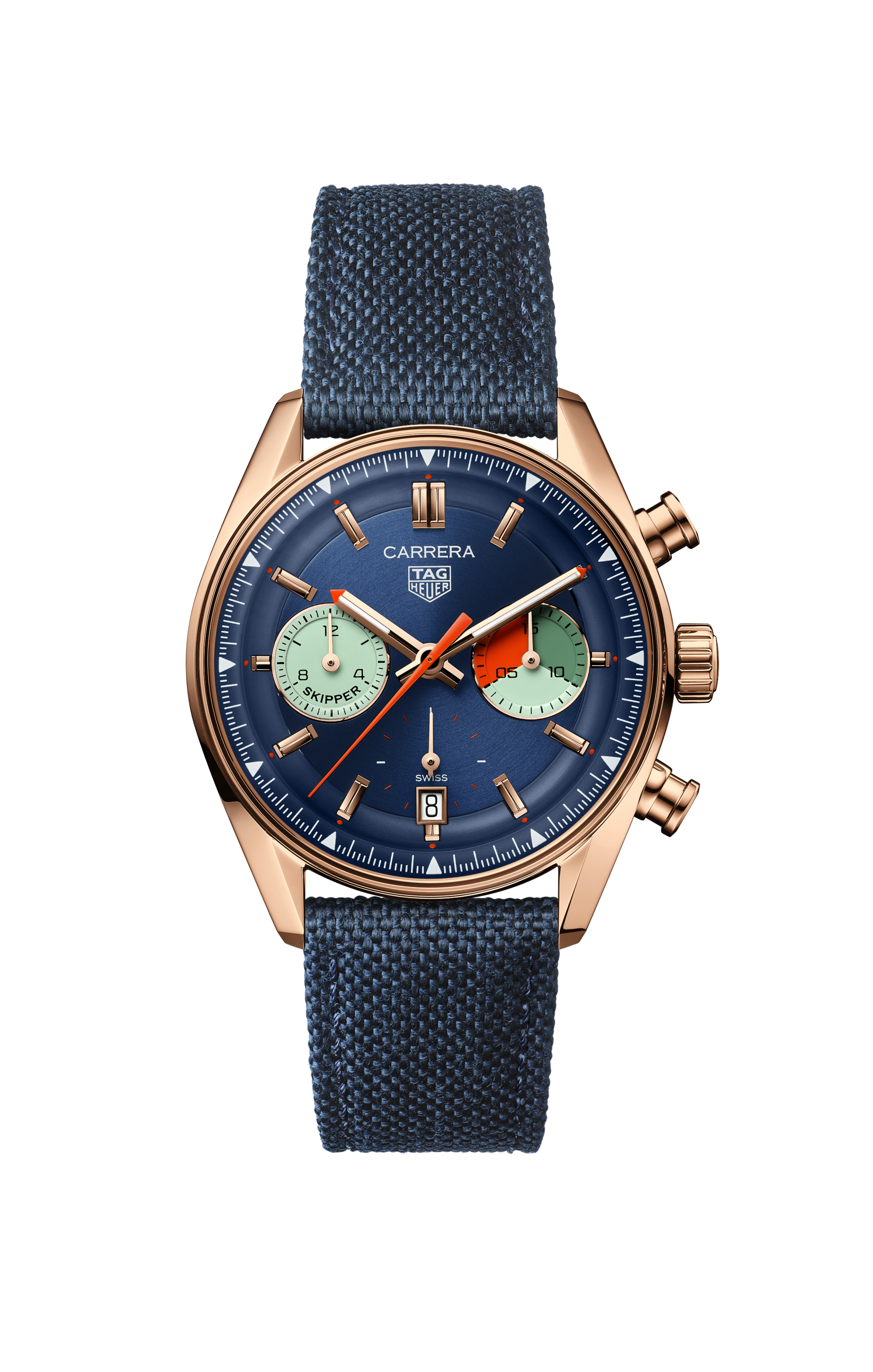 TAG Heuer Carrera Blue Fabric Gold 5N Blue