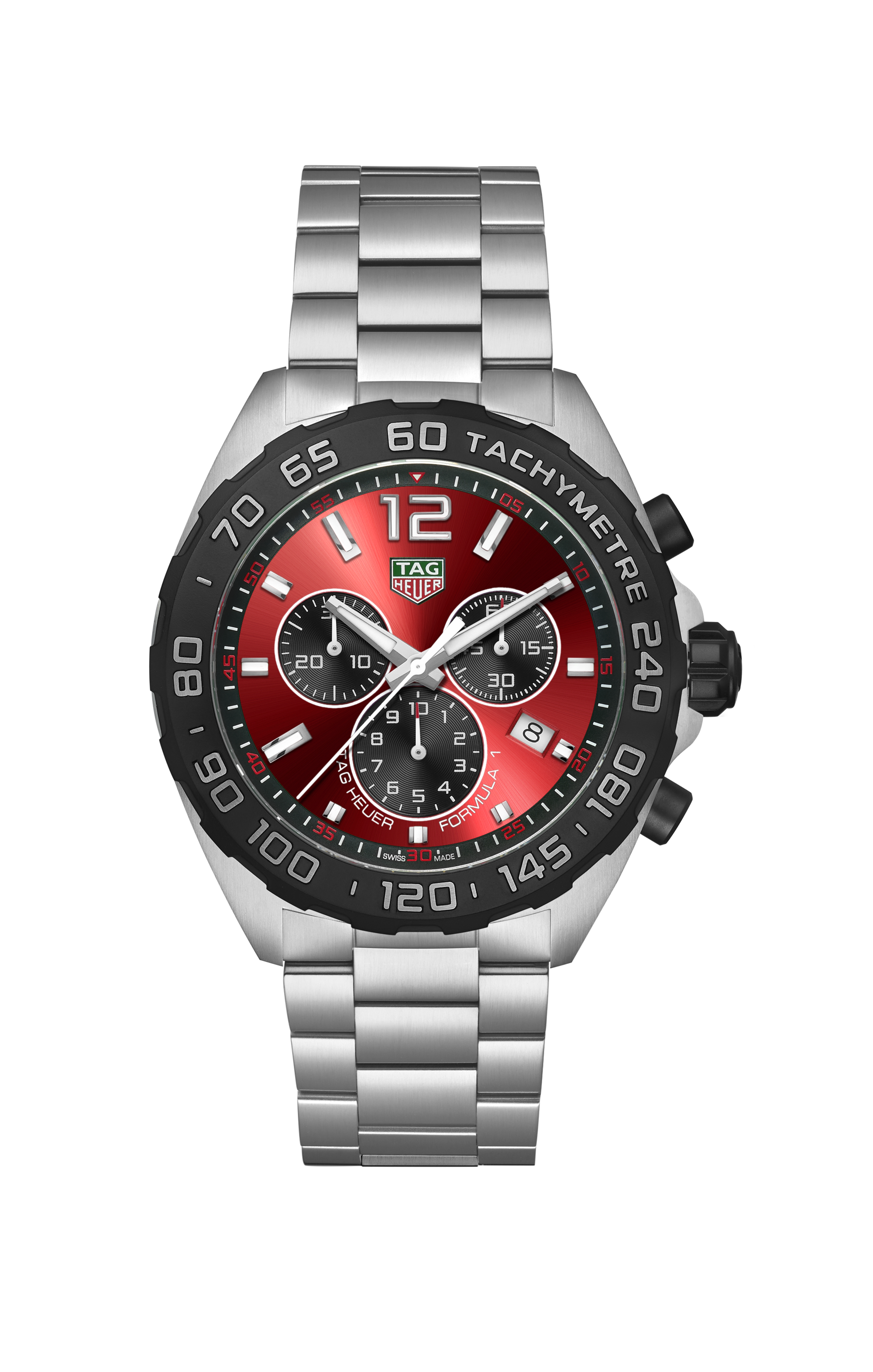 TAG Heuer Formula 1 Silver Steel Steel Red