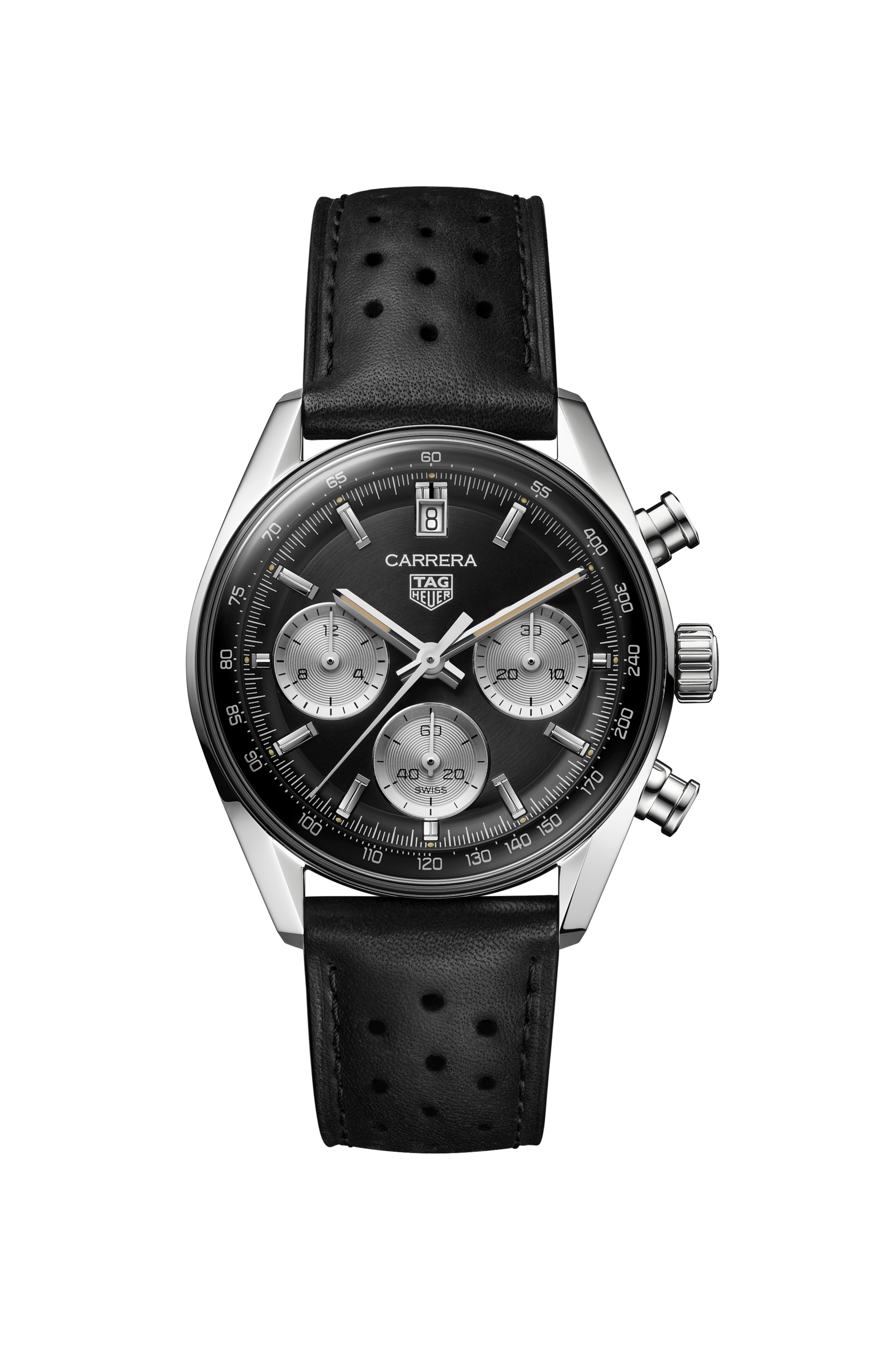 TAG Heuer Carrera  Black Leather Steel Black