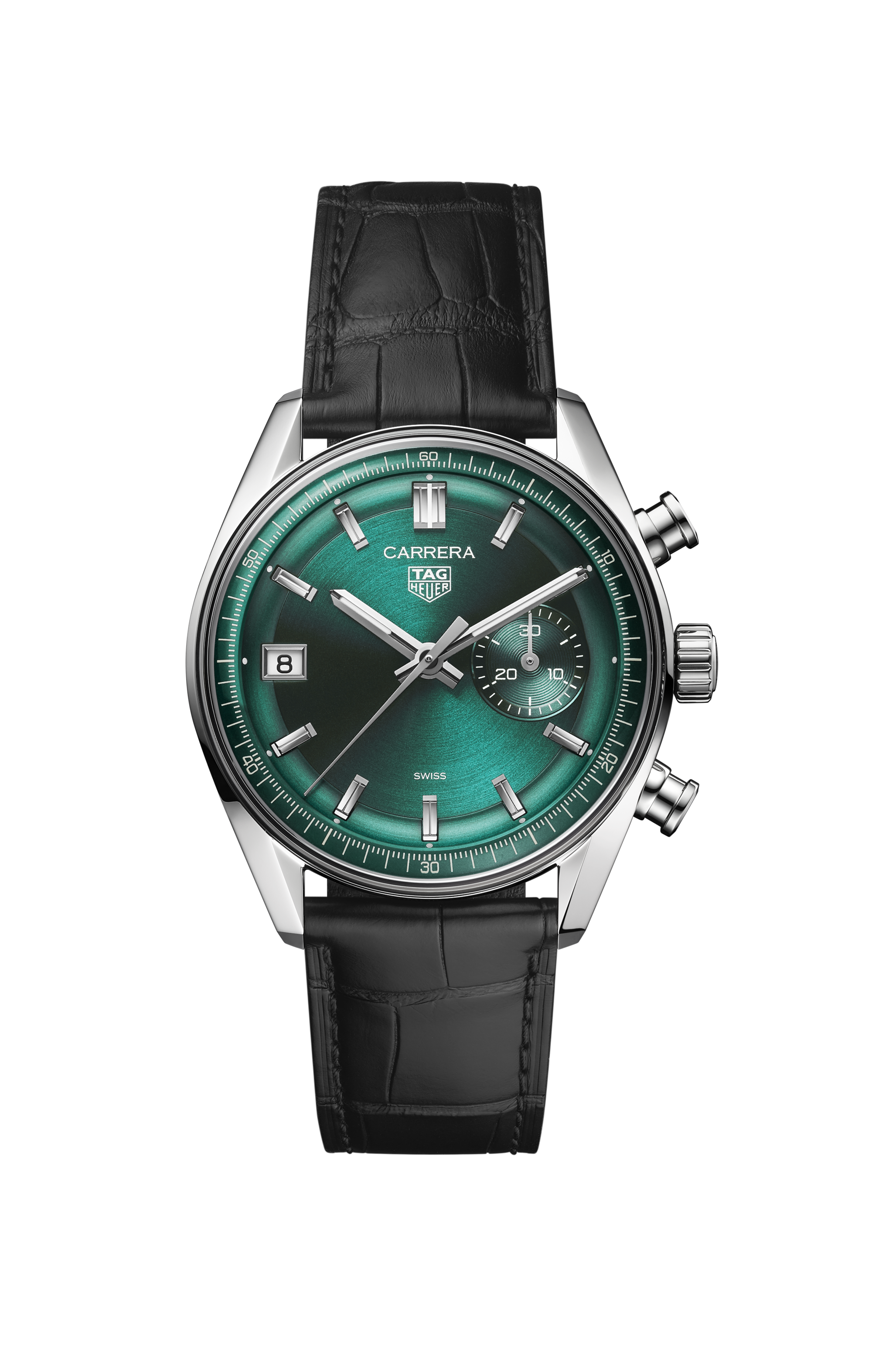 TAG Heuer Carrera Black Alligator Steel Green