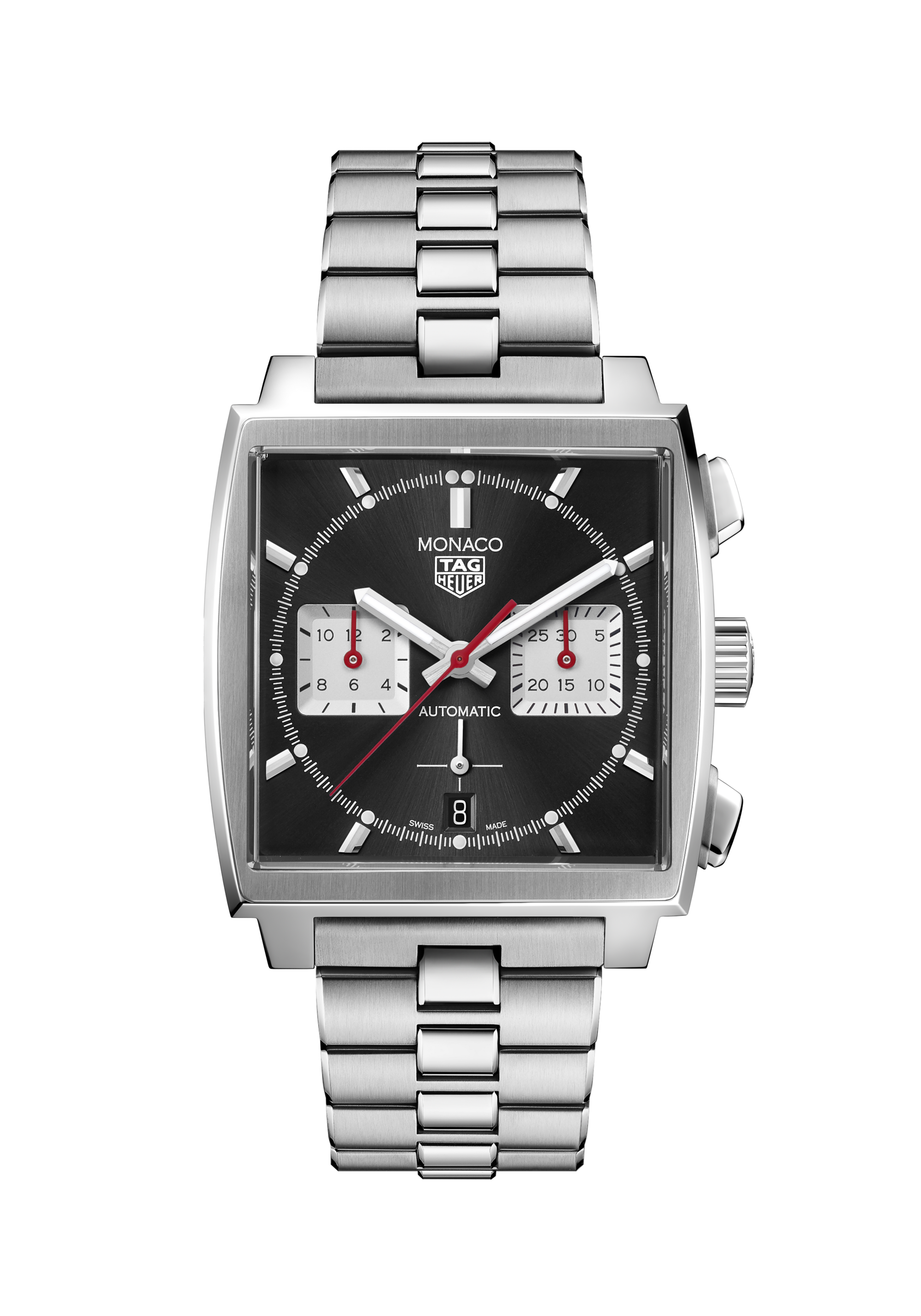 TAG Heuer Monaco Silver Steel Steel Black