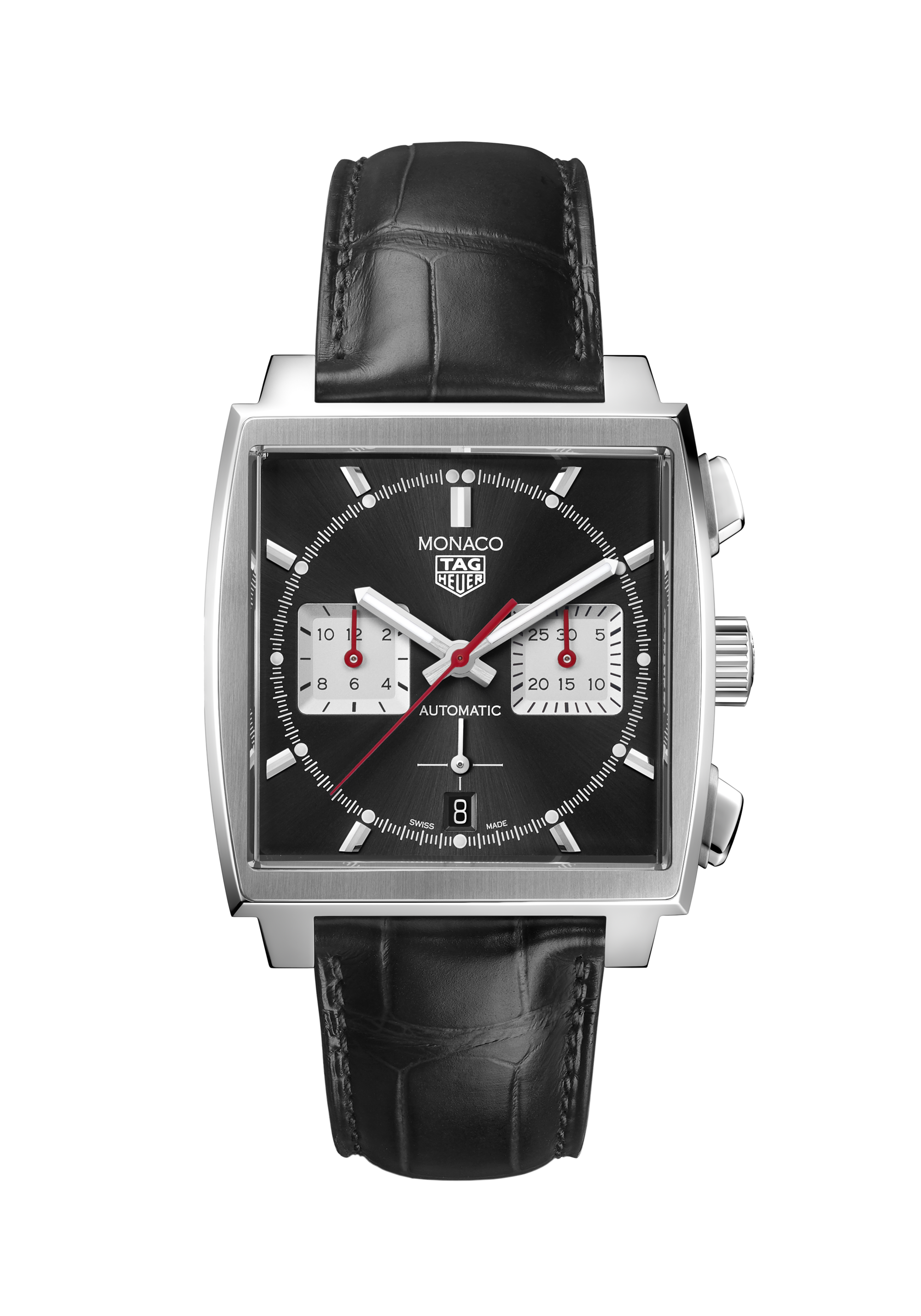 TAG Heuer Monaco Black Alligator Steel Black