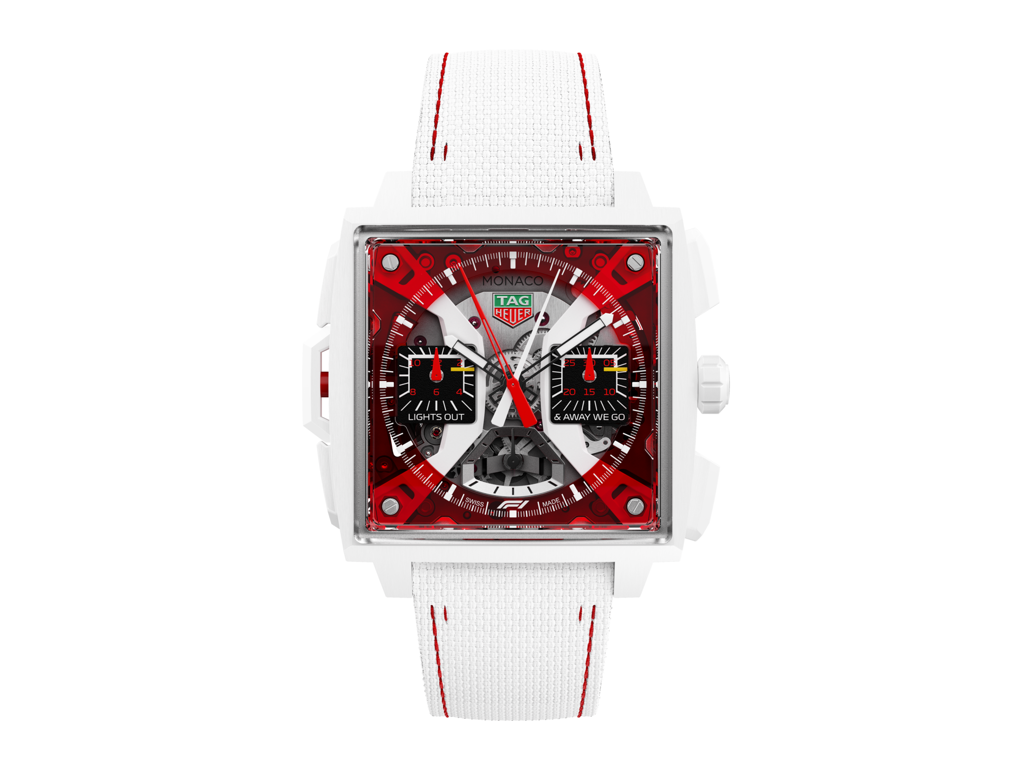 TAG Heuer Monaco Black Leather Ceramic Red