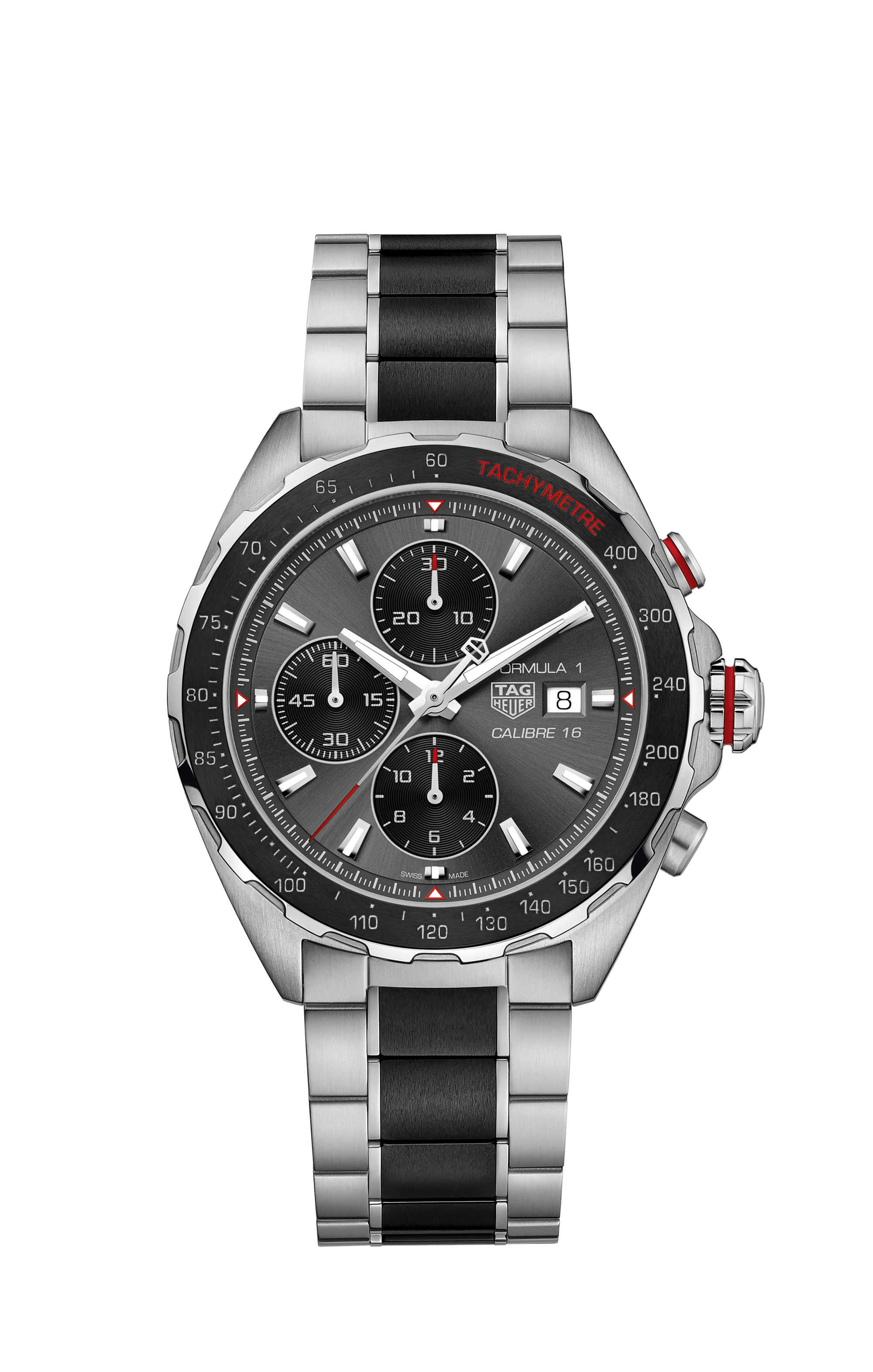 TAG Heuer Formula 1 Silver & Black Steel & Ceramic Steel Grey