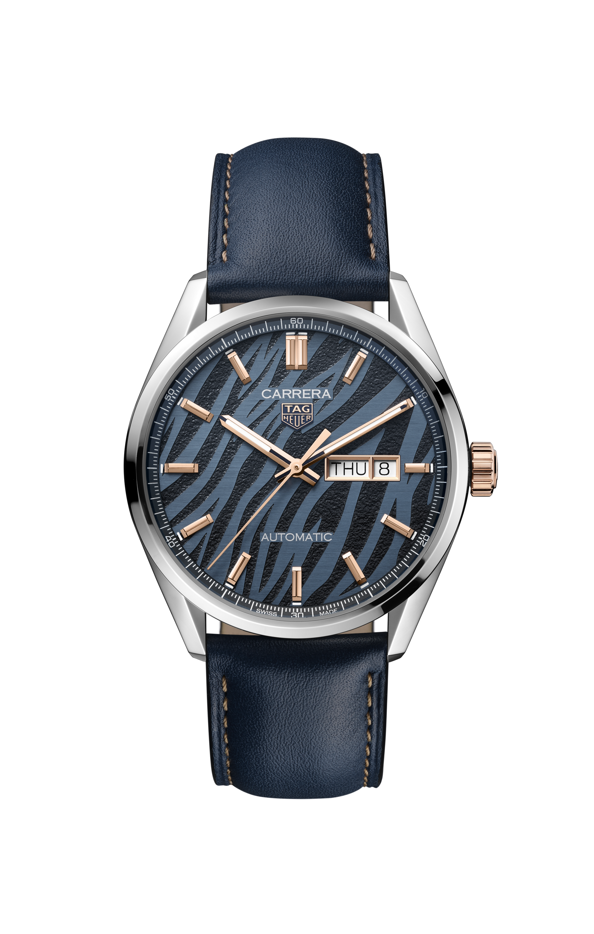 TAG Heuer Carrera Tiger Blue Leather Steel and Gold HX0V12