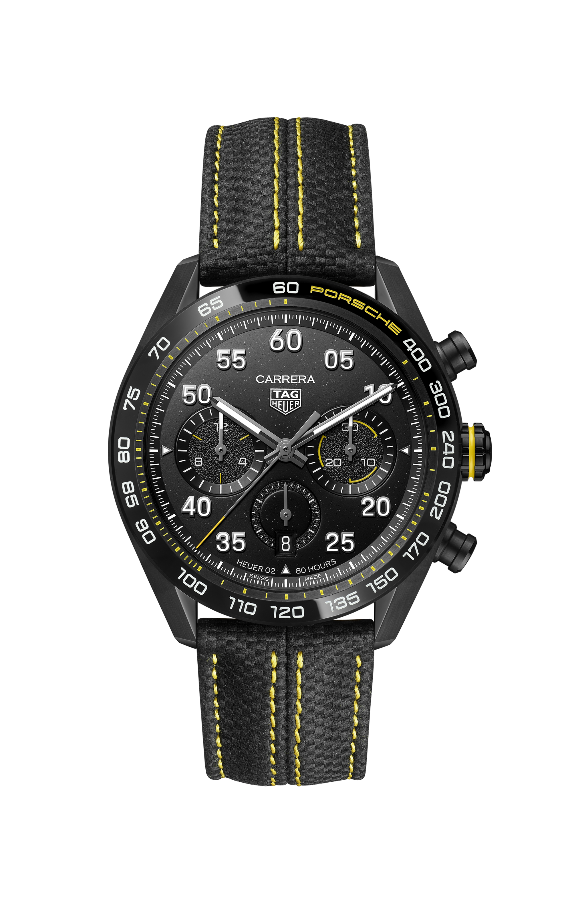 TAG Heuer Carrera Black Leather Steel DLC Black