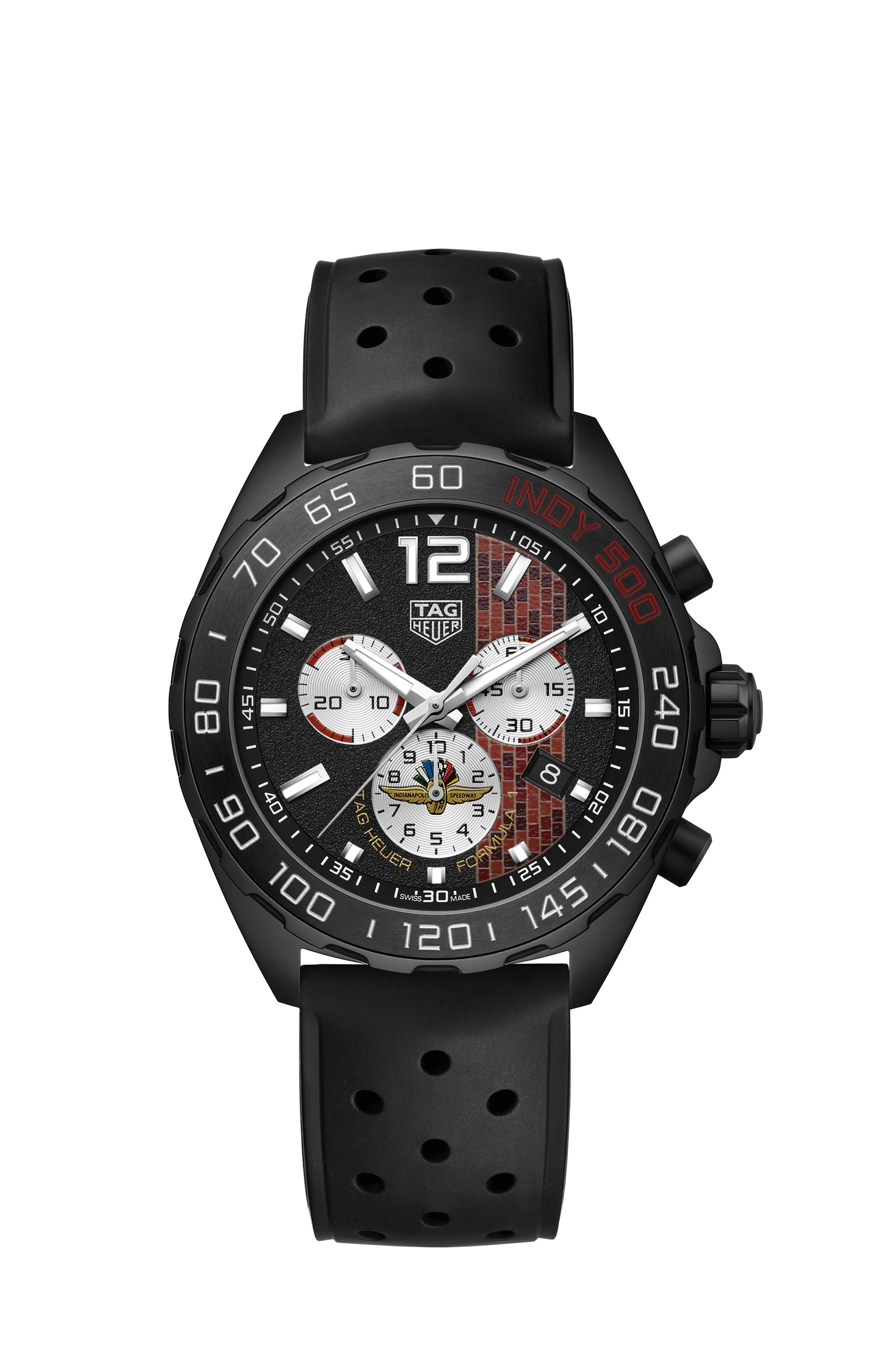 TAG Heuer Formula 1 x Indy 500 Black Rubber Steel DLC Black