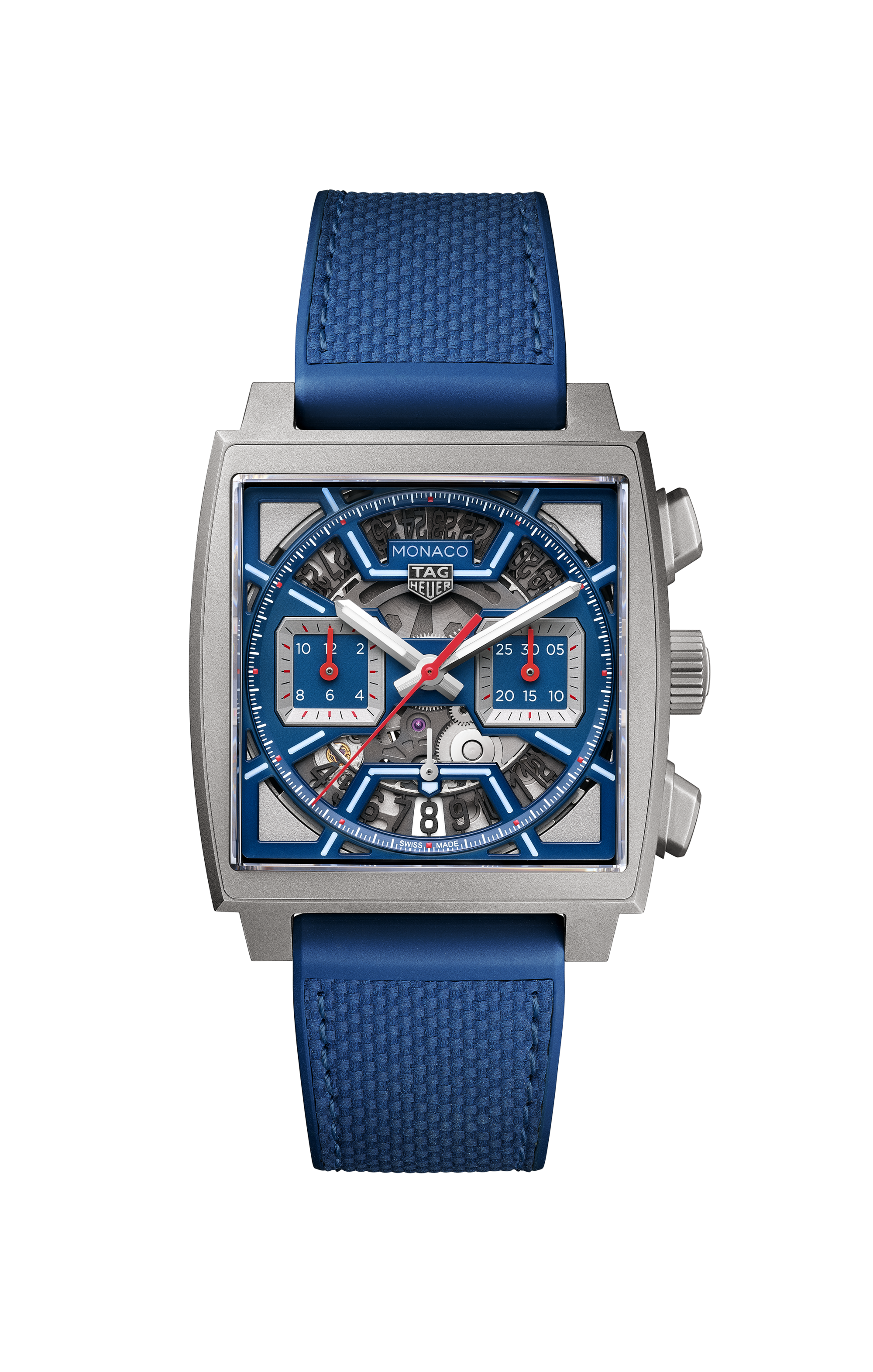 TAG Heuer Monaco Blue Rubber & Leather Titanium Blue