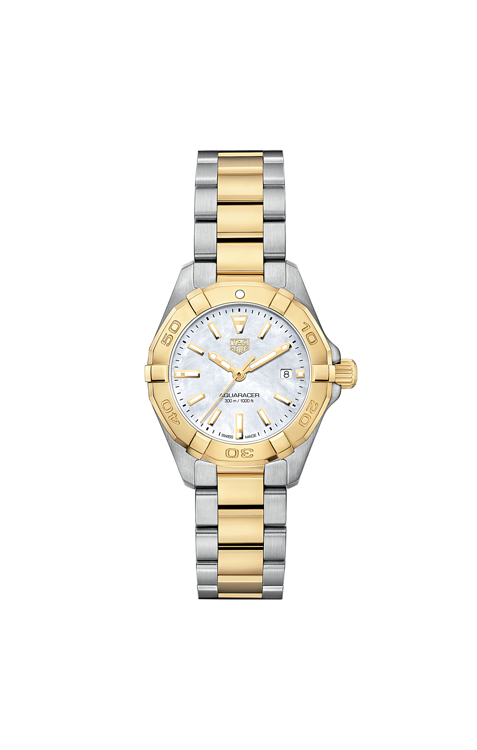 TAG Heuer Aquaracer Silver & Gold Steel Plated Steel White