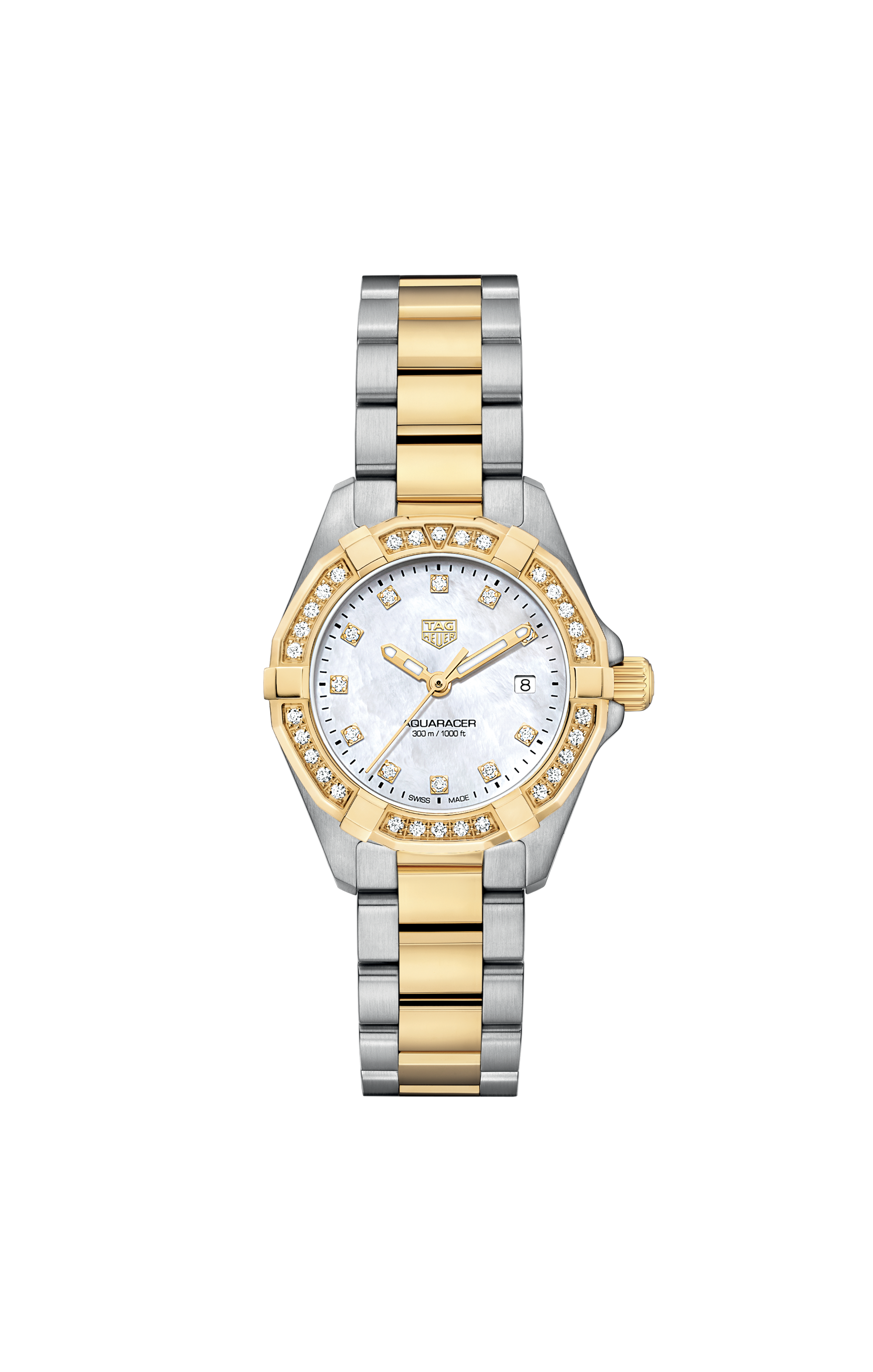 TAG Heuer Aquaracer Silver & Gold Steel Plated Steel White