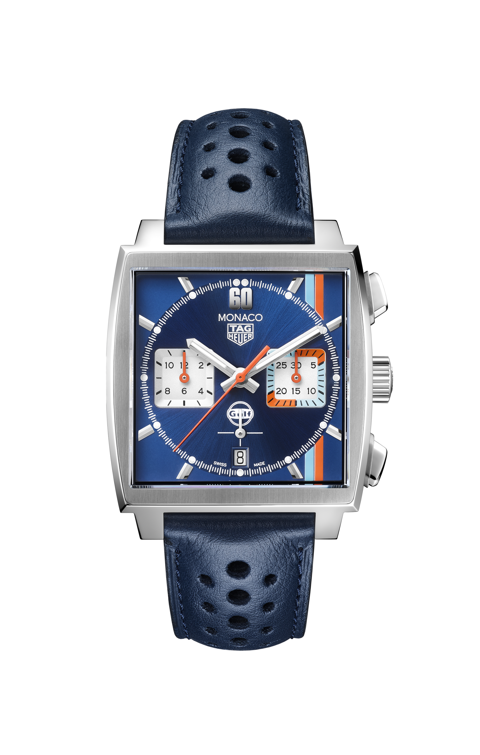 TAG Heuer Monaco  Blue Leather Steel Blue