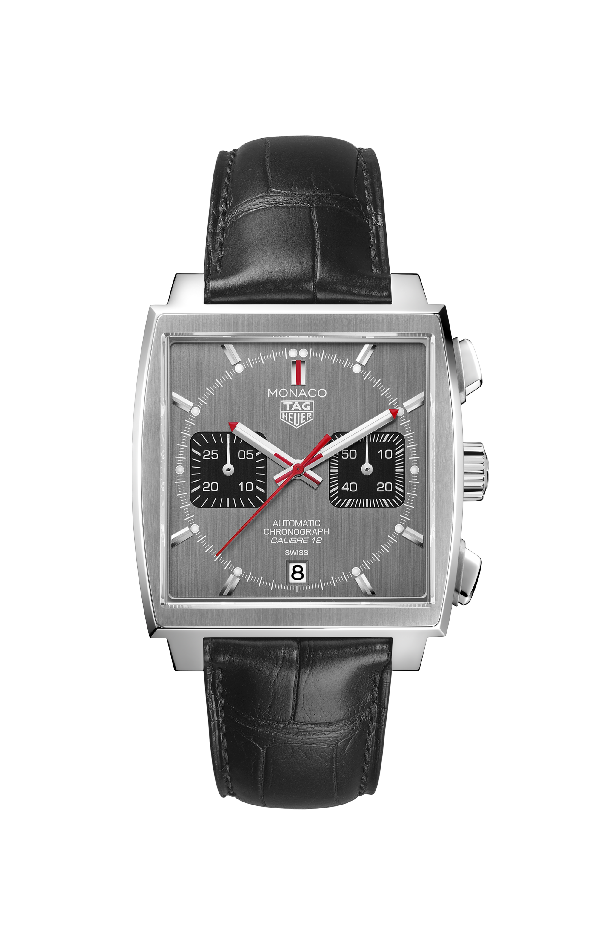 TAG Heuer Monaco  Black Alligator Steel Grey