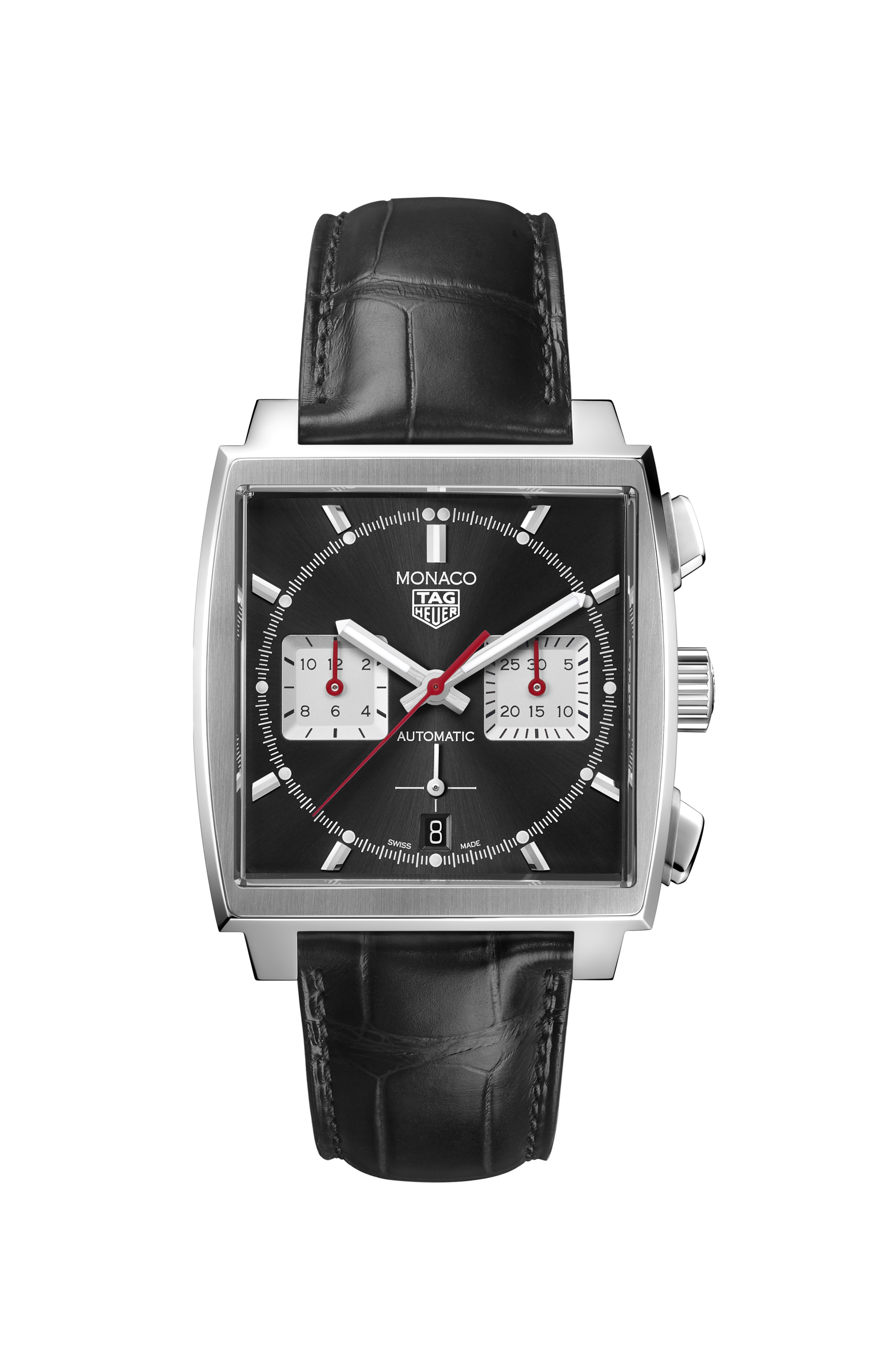 TAG Heuer Monaco Black Alligator Steel Black