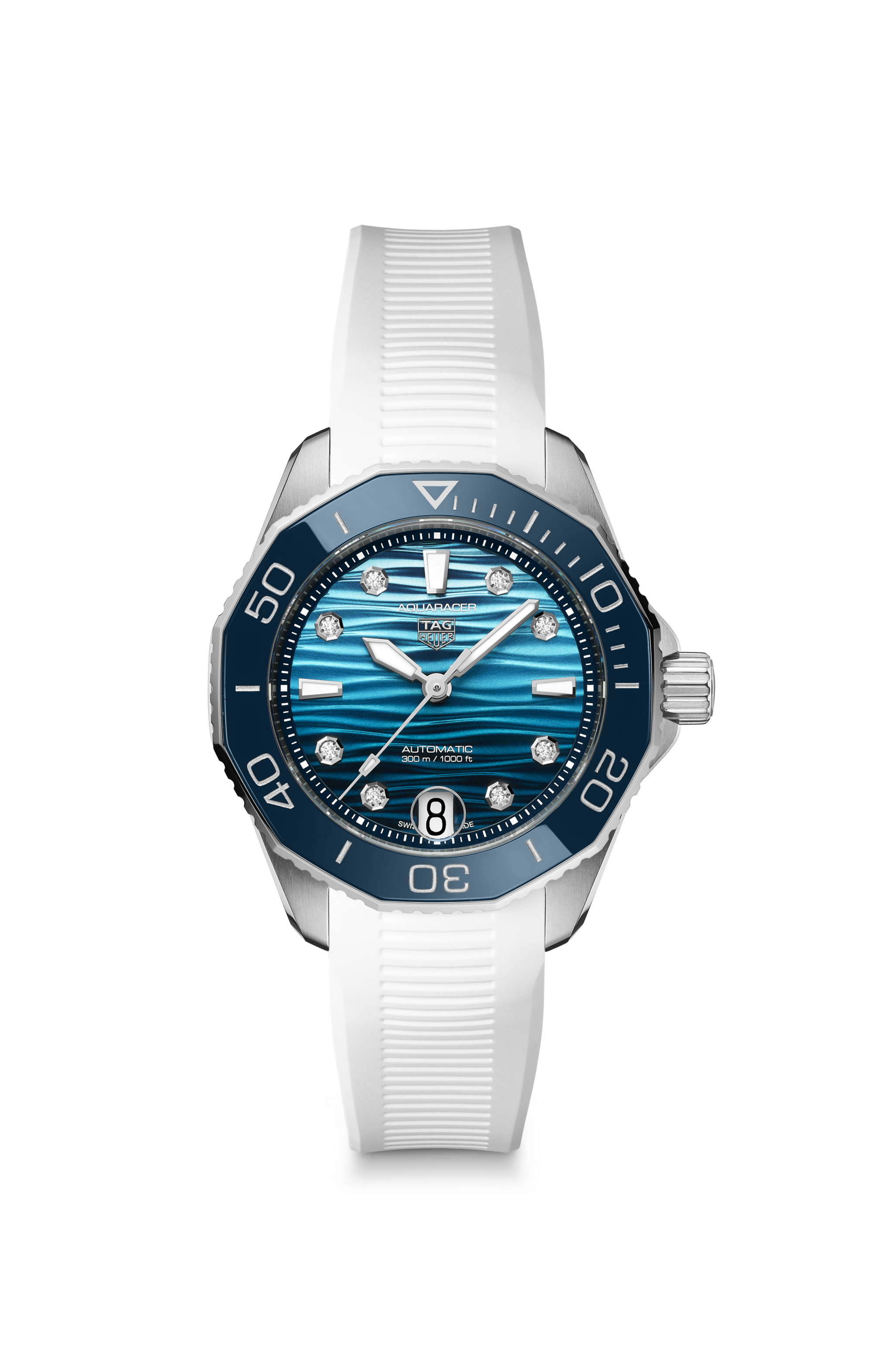 TAG Heuer Aquaracer White Rubber Steel Blue