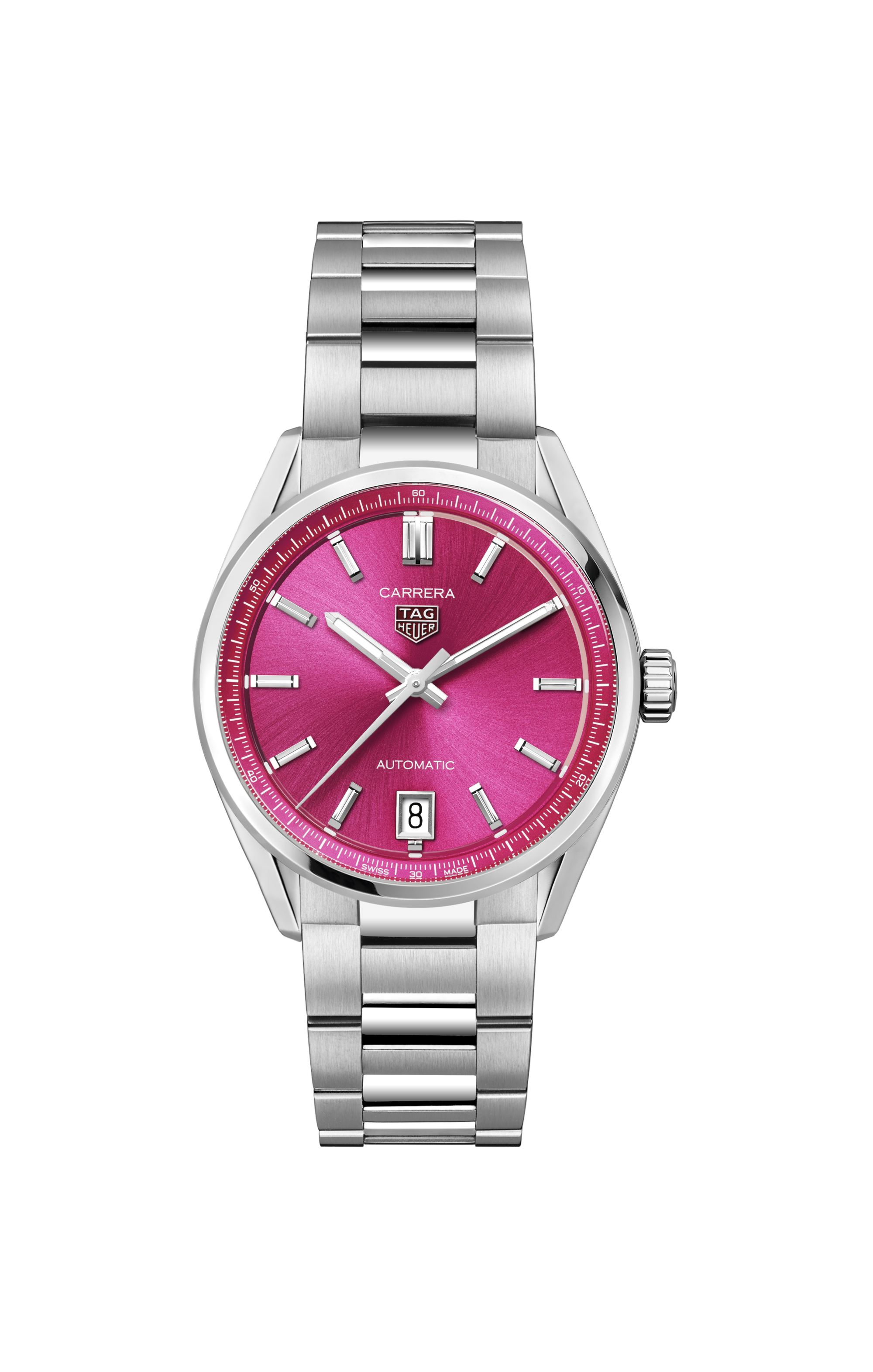 TAG Heuer Carrera（卡莱拉系列）  银色 精钢 精钢 粉色